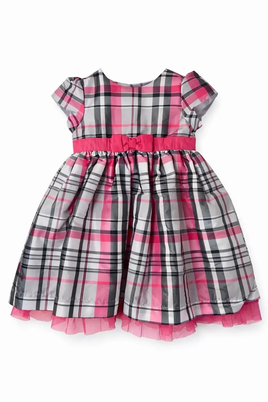 Carter’s Baby Girl Plaid Dress Pink Gray Tulle Party 18M Holiday Cute